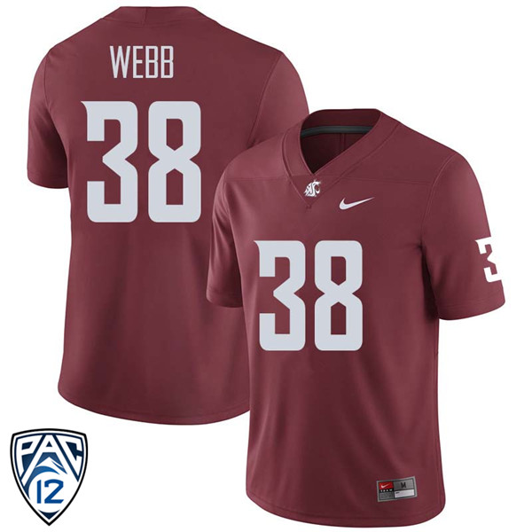 Men #38 Zaire Webb Washington State Cougars College Football Jerseys Sale-Crimson